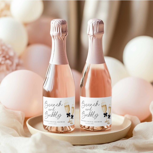 Elegantes Brunch und Bubbly Brautparty (Gold Brunch and Bubbly Mini Champagne Labels)