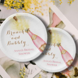 Elegantes Brunch und Bubbly Brautparty Pappteller