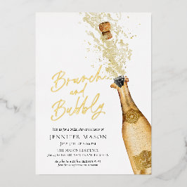 Elegantes Brunch und Bubbly Champagne Brautparty Folieneinladung