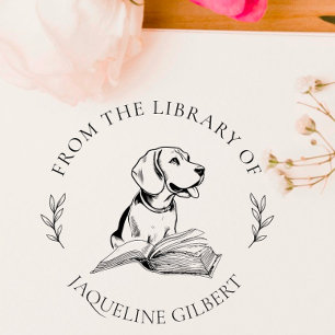 Elegantes Buch aus der Bibliothek von Handgezeic Gummistempel