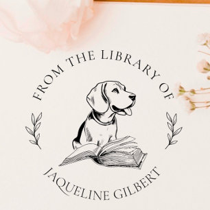 Elegantes Buch aus der Bibliothek von Handgezeic Permastempel
