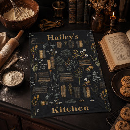 Elegantes Buchdesign - Dark Academia - Vintages Bu Geschirrtuch