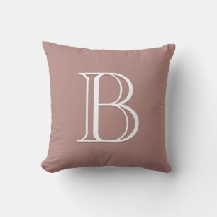 Elegantes Buchstabenmonogramm Initial Pink Rose Bl Kissen