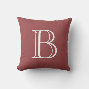 Elegantes Buchstabenmonogramm Initiale Rot & Weiß Kissen