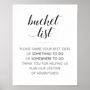Elegantes Bucket-List-Hochzeitsgästebuch Poster