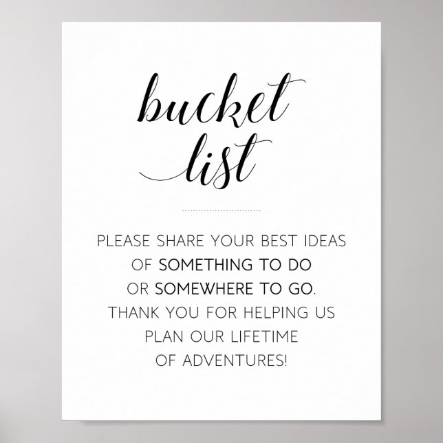 Elegantes Bucket List Wedding Gästebuch (Vorne)