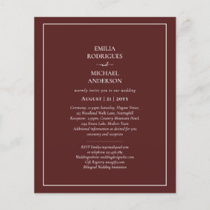 Elegantes Budget Bilingual Burgundy Wedding Spanis Flyer