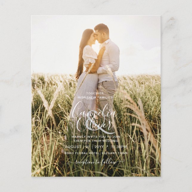 Elegantes BUDGET Foto Overlay Emerald Green Weddin Flyer (Vorne)