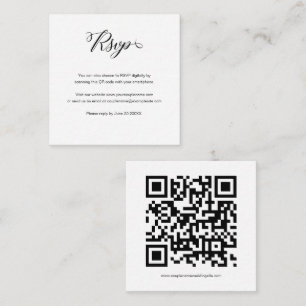 Elegantes Budget Script QR Code Wedding RSVP Card Begleitkarte