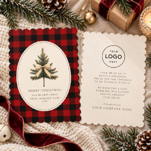 Elegantes Buffalo-Karo-Plaid Firmenlogo mit geschw Feiertagskarte