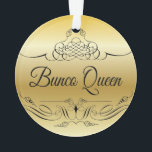 Elegantes Bunco Ornament mit goldenem Glanz<br><div class="desc">Einfach gestyltes Bunco Queen Ornament mit goldenem Farbverlauf und kalligrafischem Scrolldesign.</div>