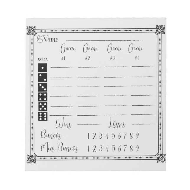 Elegantes Bunco-Punktepad Notizblock (Vorderseite)
