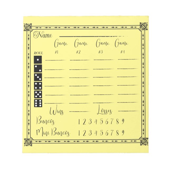 Elegantes Bunco-Punktepad Notizblock (Vorderseite)