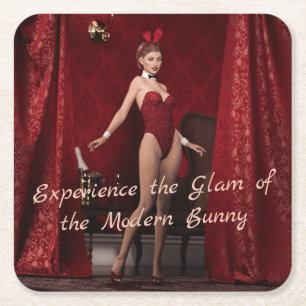 Elegantes Bunny Girl Rechteckiger Pappuntersetzer