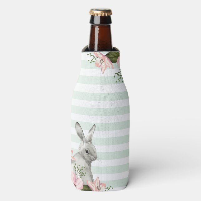 Elegantes Bunny Striped Design Flaschenkühler (Flaschenvorderseite)