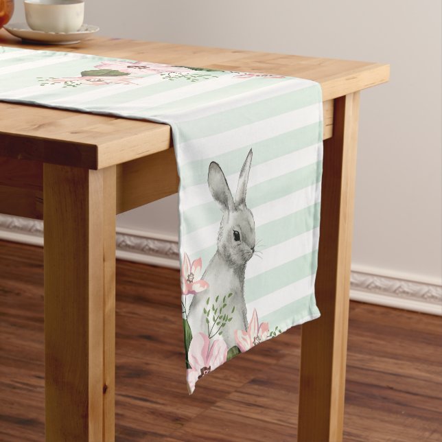 Elegantes Bunny Striped Design Kurzer Tischläufer (Beispiel)