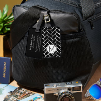 Elegantes, buntes Chevron-Muster mit Monogramm Gepäckanhänger