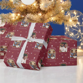 Elegantes Burgund 2 Foto-Bogen modernes Weihnachte Geschenkpapier
