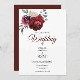 Elegantes Burgund Floral Einladung