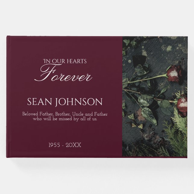 Elegantes Burgund für immer in unserem Herzen Gästebuch (Vorderseite)