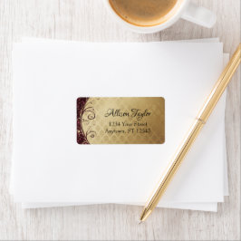 Elegantes Burgund-Gold-Damaskus-Label Adressaufkleber