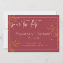 Elegantes Burgund & Gold Moderne Hochzeit