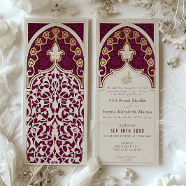 Elegantes Burgund & Imitate Goldene Foil Islamisch Einladung