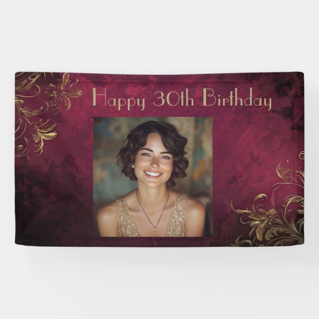 Elegantes Burgund & Imitats Gold Banner (Horizontal)