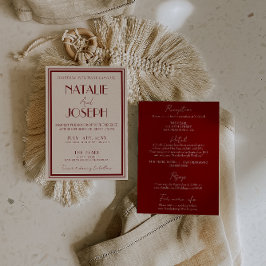 Elegantes Burgund Ivory Old Money All-in-One-Weddi Einladung