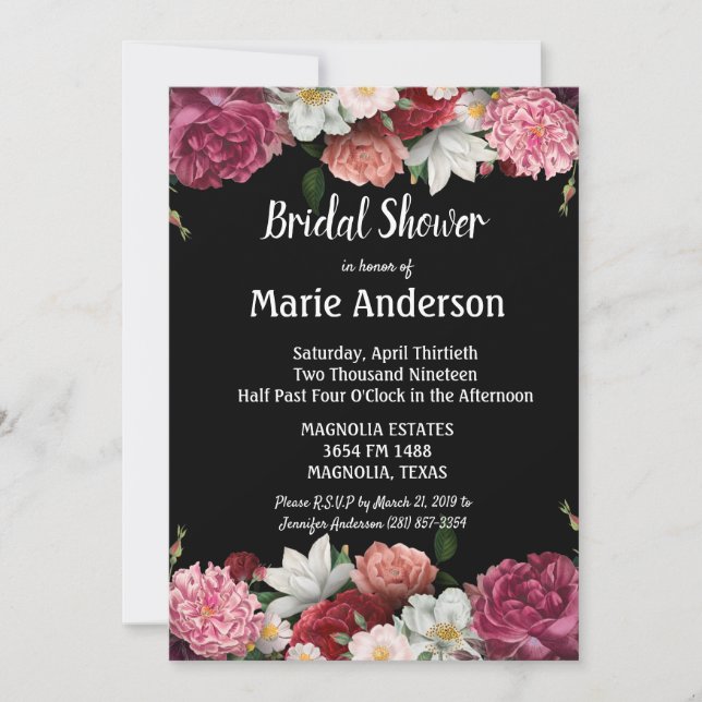 Elegantes Burgund-Rosa-Blume-Brautparty (Vorderseite)