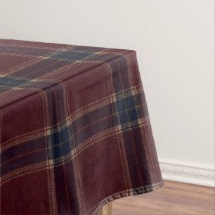 Elegantes Burgund und Marineblau Heritage Plaid Tischdecke