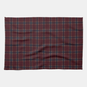 Elegantes Burgund und Navy Blau Heritage Plaid Geschirrtuch