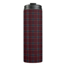 Elegantes Burgund und Navy Blau Heritage Plaid Thermosbecher