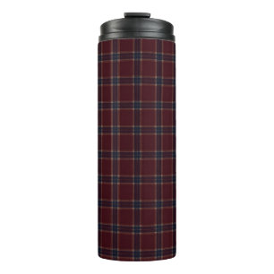 Elegantes Burgund und Navy Blau Heritage Plaid Thermosbecher