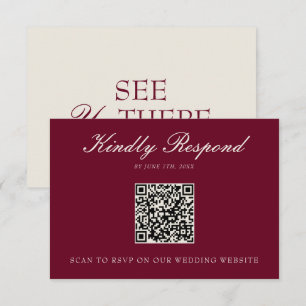 Elegantes Burgundcreme-Altes-Geld-QR-Code-Hochzeit RSVP Karte