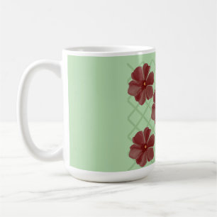 Elegantes Burgunder Blumen- und Salbeigrün Gitterm Kaffeetasse