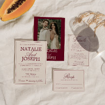 Elegantes Burgunder-Cream Old Money Retro-Hochzeit