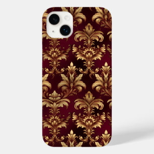 Elegantes Burgunder Damast - Vintage Barock Blumen Case-Mate iPhone 14 Plus Hülle