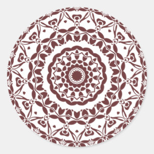 Elegantes Burgunder-Henna-Mandala-Umschlag-Siegel Runder Aufkleber