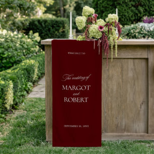 Elegantes Burgunder Hochzeit Willkommensschild Vin Banner