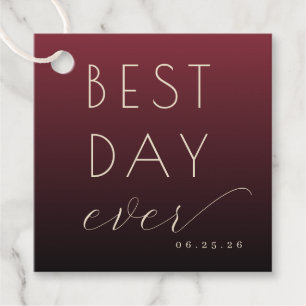 Elegantes Burgunder Minimalistisches Hochzeitsgesc Geschenkanhänger