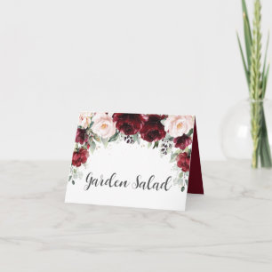 Elegantes Burgunder-Rosé-Blumen-Hochzeits-Essensze Karte