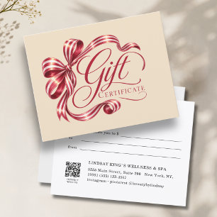 Elegantes Burgunder-Schleifen-QR-Code-Geschenkguts