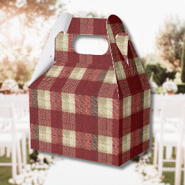Elegantes Burgunder-Weiß-Rot kariertes Muster Geschenkschachtel