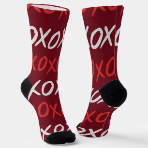 Elegantes Burgunder XOXO Umarmen und Küssen Socken