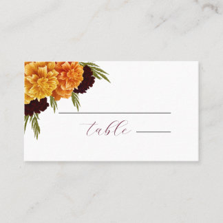 Elegantes burgunderrotes Aquarell "MARIGOLD" Platzkarte