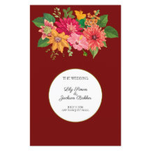 Elegantes burgunderrotes Blumenhochzeitsmenü