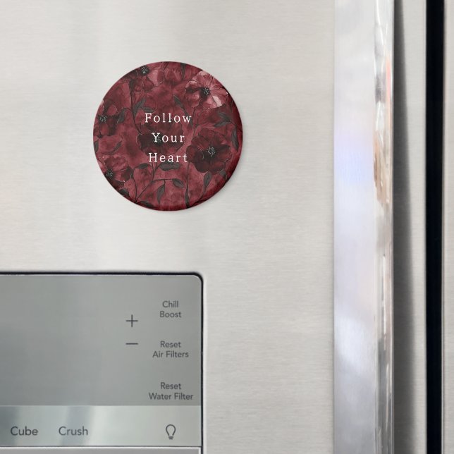 Elegantes burgunderrotes Blumenmuster   Magnet (In Situ (Kühlschrank))