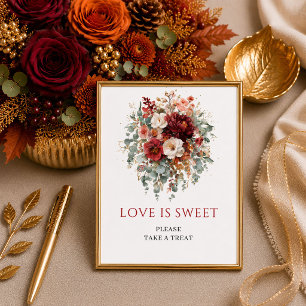 Elegantes burgunderrotes florales Boho-Herbstliebe Poster