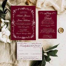 Elegantes burgunderrotes florales Hochzeitsdesign 